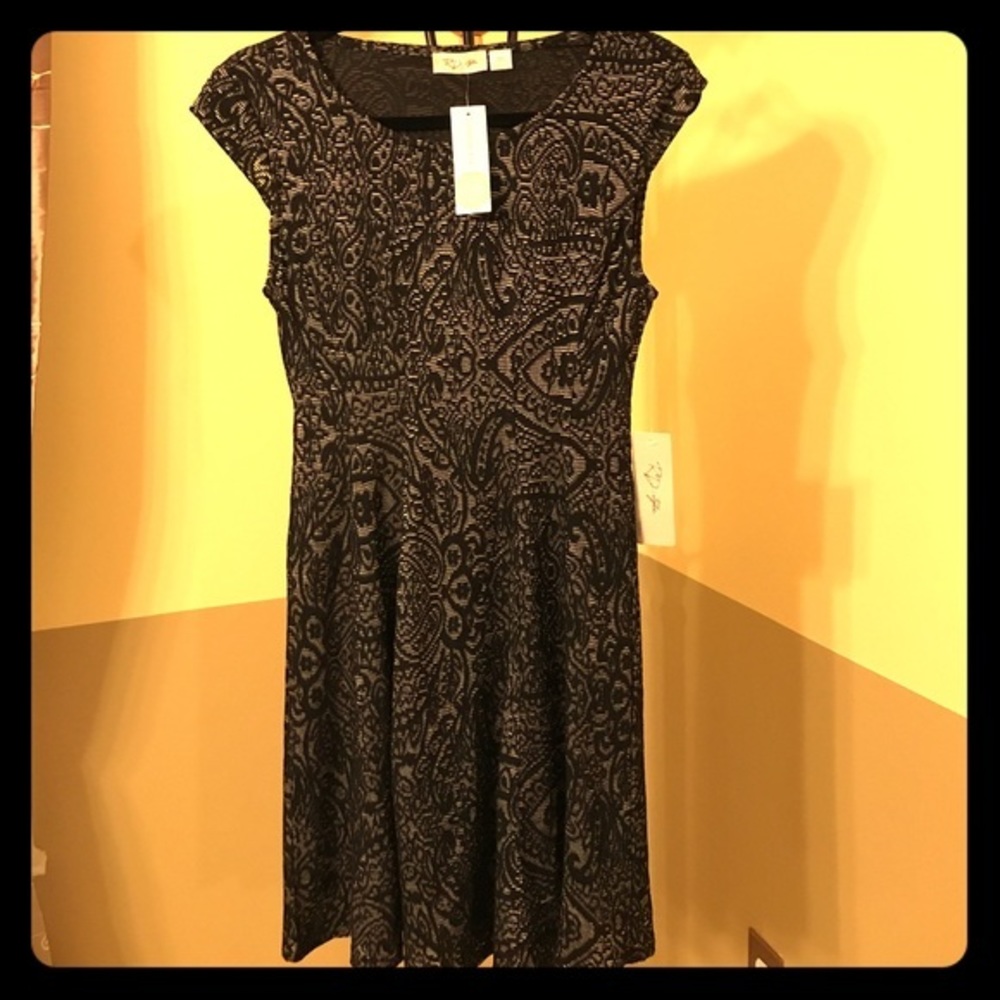 RD style black and gold skater dress